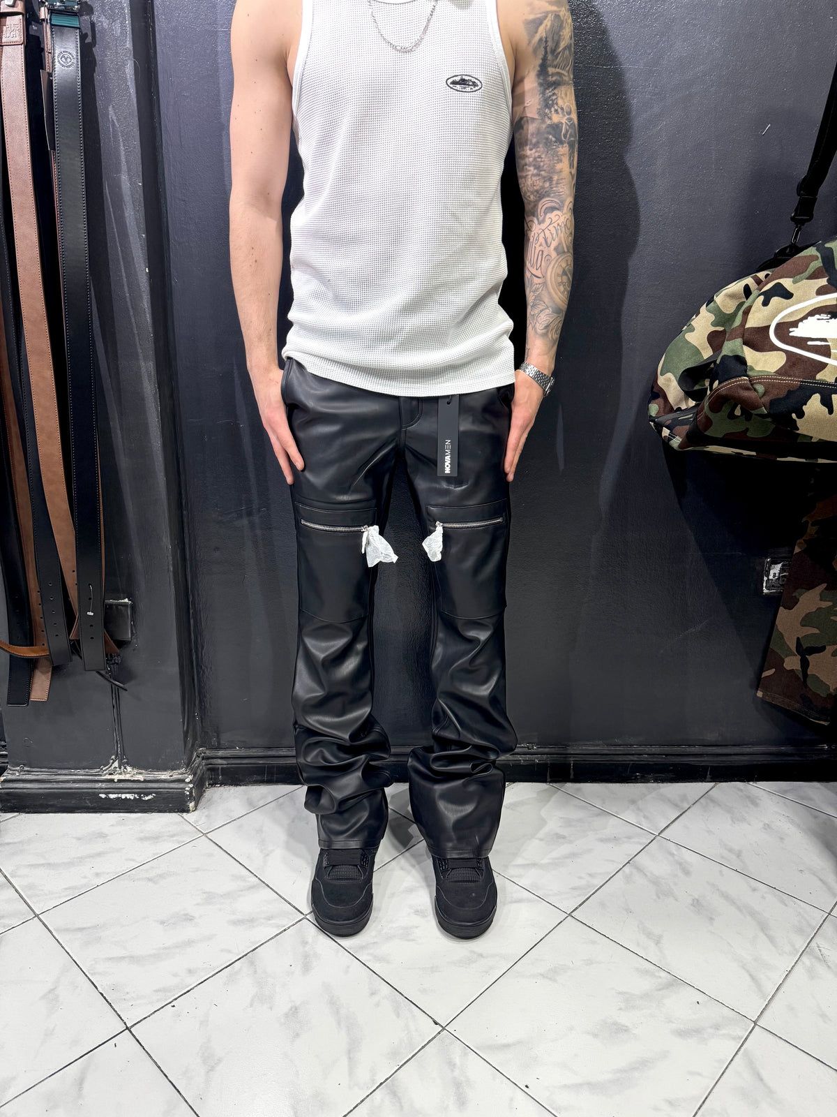 Flared Leather Pants