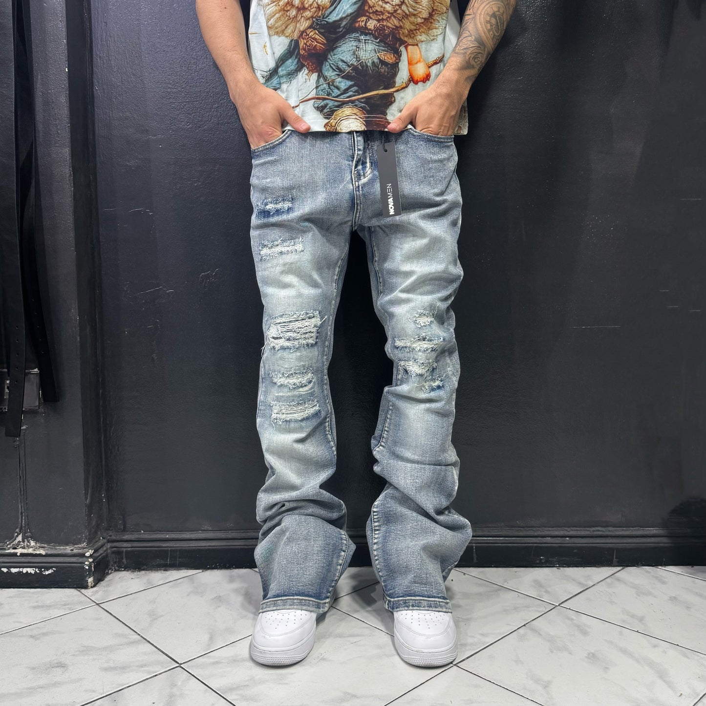 Jeans Stacked Skinny Flared Rouge