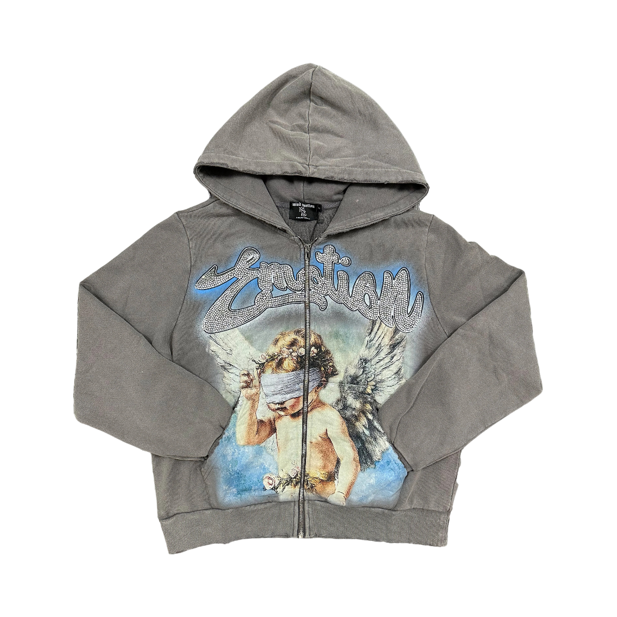 Poleron Mixed Emotion Zip Grey Rhinestones