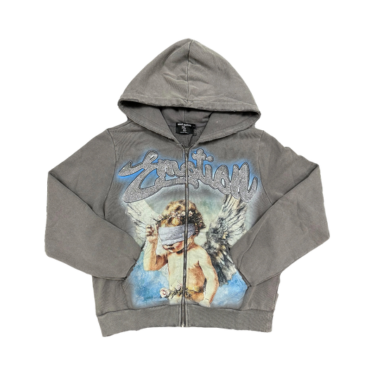 Poleron Mixed Emotion Zip Grey Rhinestones