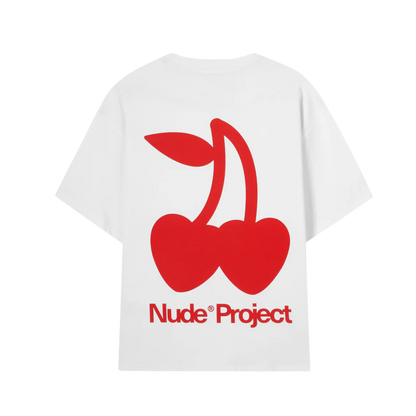 Polera Nude Project Cherry Logo (Blanca)