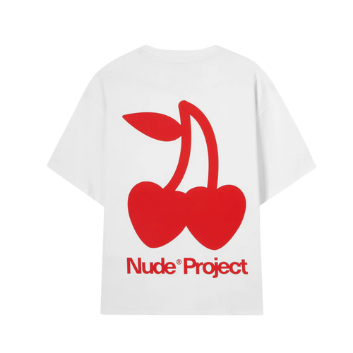 Polera Nude Project Cherry Logo (Blanca)