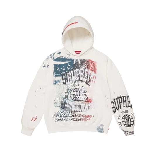 Hoodie Supreme Overprint (White)