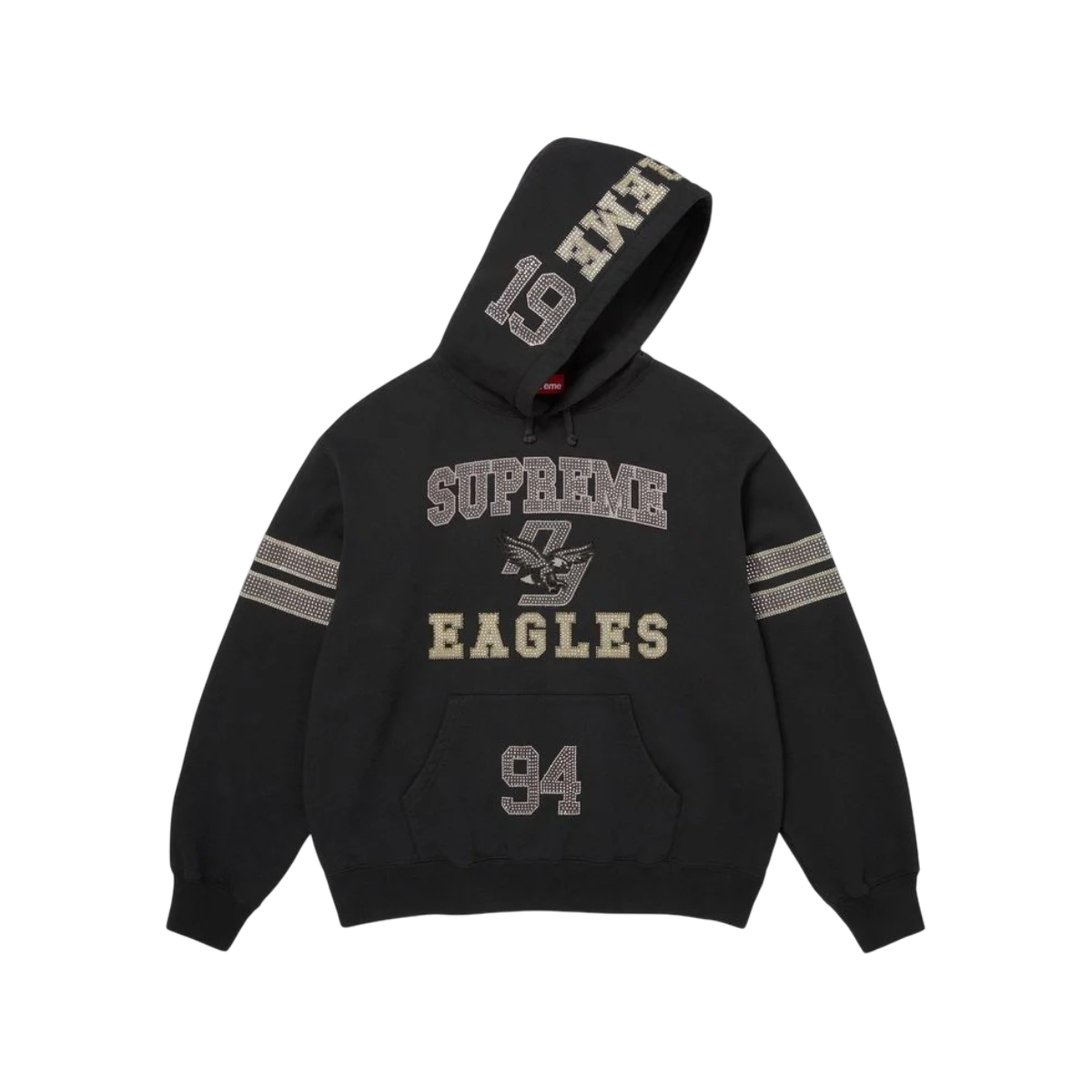 Hoodie Supreme Rhinestones Eagle (Black)