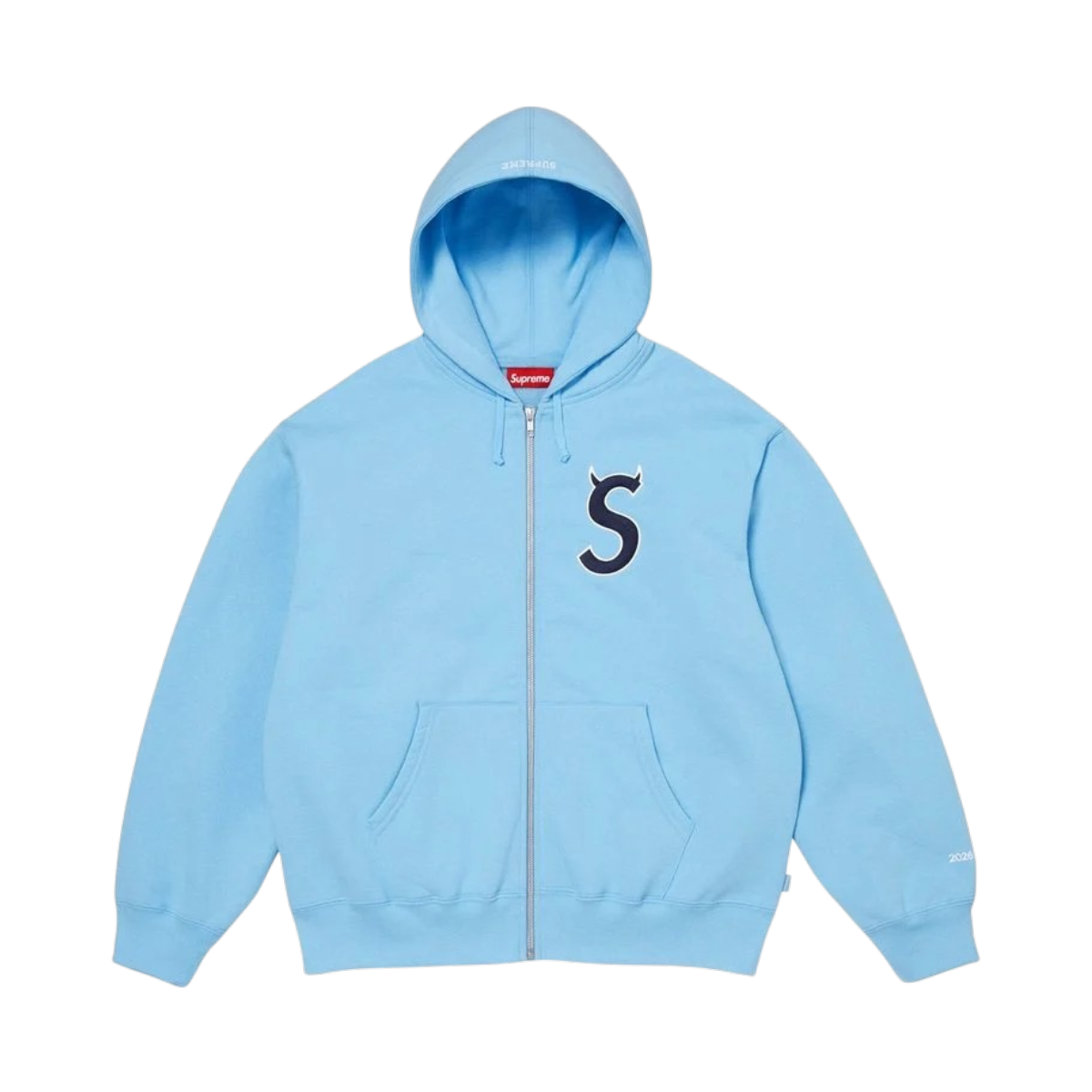 Polerón Supreme Devil S Logo Zip Up (Light Blue)