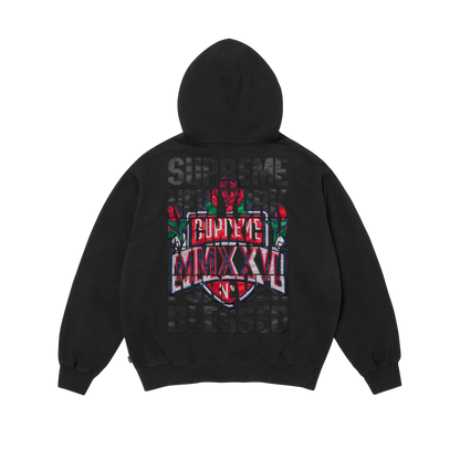 Hoodie Supreme Blessed Appliqué Zip Up (Black)