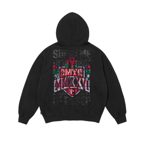 Hoodie Supreme Blessed Appliqué Zip Up (Black)
