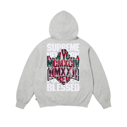 Hoodie Supreme Blessed Appliqué Zip Up (Grey)