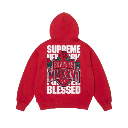Hoodie Supreme Blessed Appliqué Zip Up (Red)